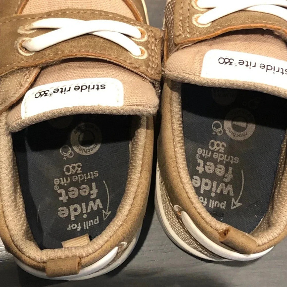 Stride Rite 360 Benji Boat Shoe Velcro Tan Toddler Cushion Shoe Size 4M - Picture 4 of 9